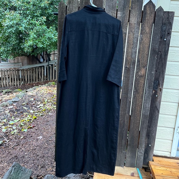 Coldwater Creek 100% Linen Full Button Down Shirt Dress In Black Sz L - Picture 11 of 14